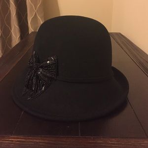 Black hat with sequin bow