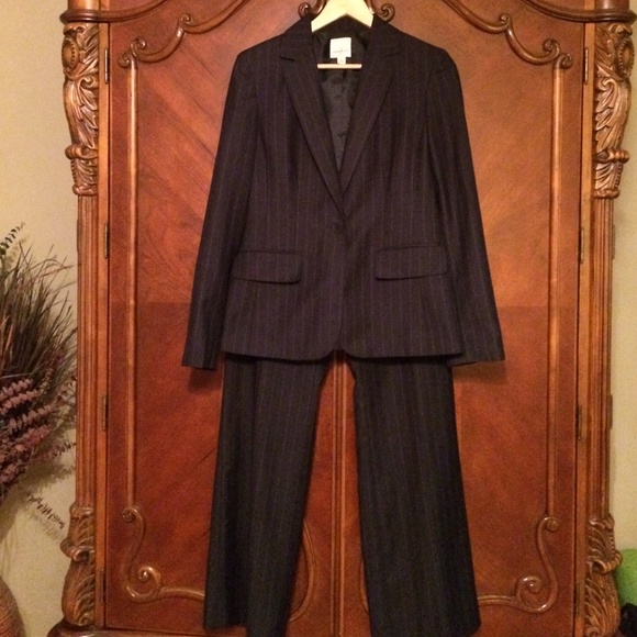 Anne Klein Pants - Ann Klein Suit dark blue almost black w/pinstripes