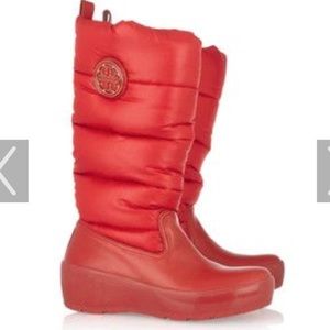 Tory Butch Red Puffer boots.