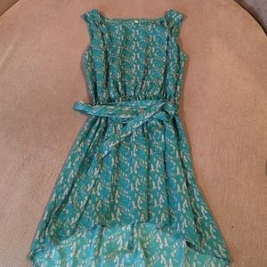 Turquoise Patterned Hi-Low Dress