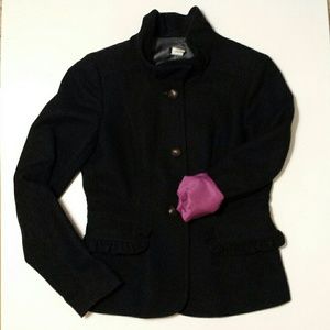Ruffled Collar Wool Blazer