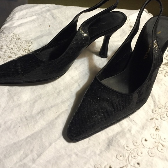 Dressy black  sling back sparkle heels