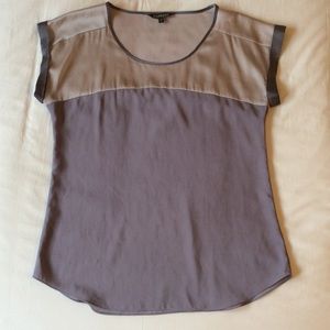 Express Rolled Sleeve Blouse - Gray/Silver