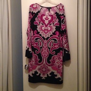 Pink and Black Paisley Print Dress