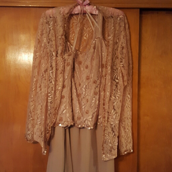 Beaded lace jacket dress