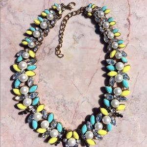 turquoise and lemon statement necklace