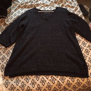 Black Oversized Knit Sweater with 3/4 Sleeves