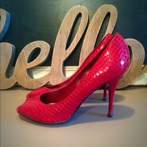 BCBGirls Red Snakeskin Pumps