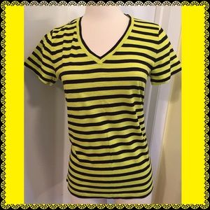 J. Crew Factory layering Stripe Citrus & Black  M