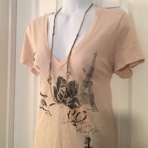 J. Crew Short Sleeved Embellished V-Neck Shirt