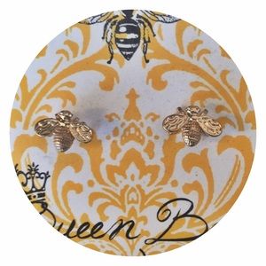 Small Gold Bee Earrings