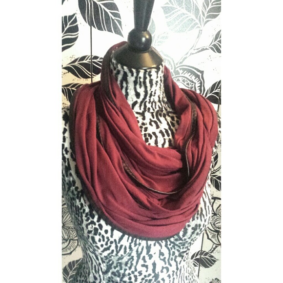 Leather trim infinity scarf