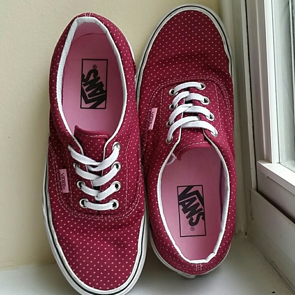 Vans 'Era'  Beet Red Canvas with Pink Dots Sz 6.5