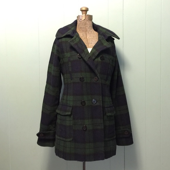 American Eagle Outfitters Jackets & Blazers - Hooded plaid wool pea coat American Eagle S