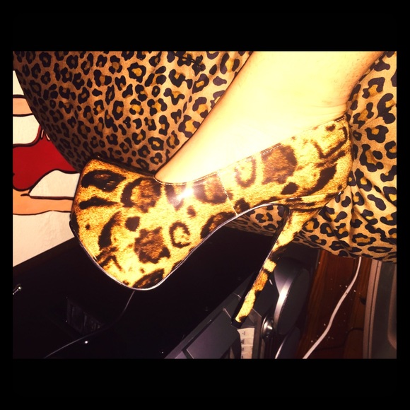 Cheetah/leopard print high heel platforms