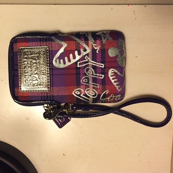Coach plaid wristlet