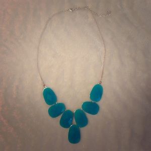Teal statement bib necklace