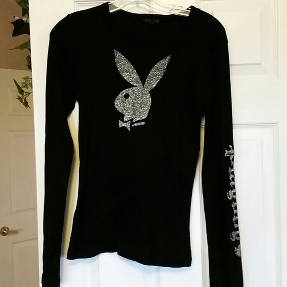 Black long sleave top with Playboy
