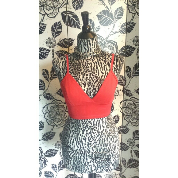 Red scuba crop top