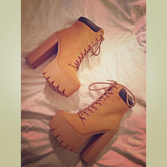Platform laced booties