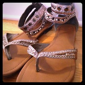 Silver gladiator sandals