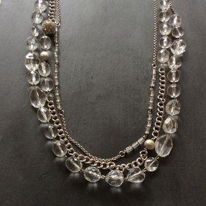 New York & Company Necklace - Silver/Clear Lucite