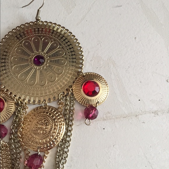 Boho gold earrings - Picture 2 of 3