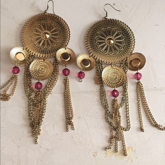 Boho gold earrings - Picture 3 of 3