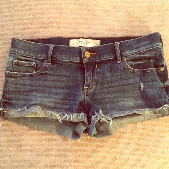 A&F Distressed Dark Denim Shorts