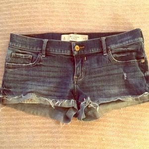 A&F Distressed Dark Denim Shorts