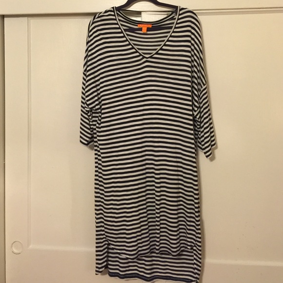 Blue/white striped slouchy dress