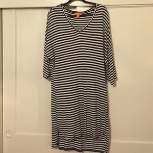 Blue/white striped slouchy dress