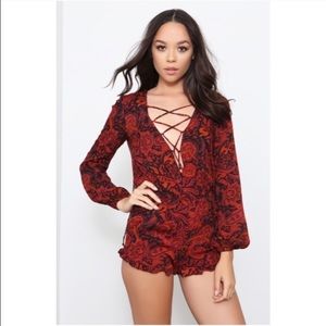 Paisley Lace Up Romper