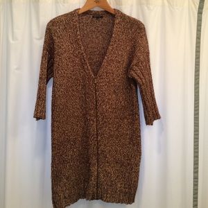 Knee length tweed cardigan