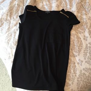 Black express shirt with zipper details.