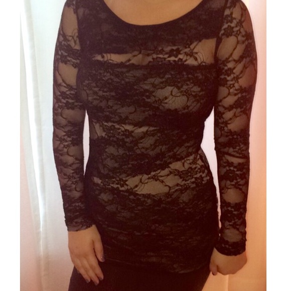 Stunning Black Lace and Nude Top