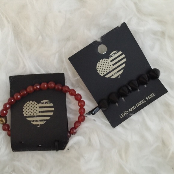 red brandy bracelet and a hair pin