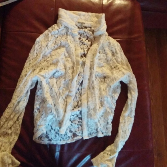 Lace button-down shirt