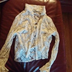 Lace button-down shirt