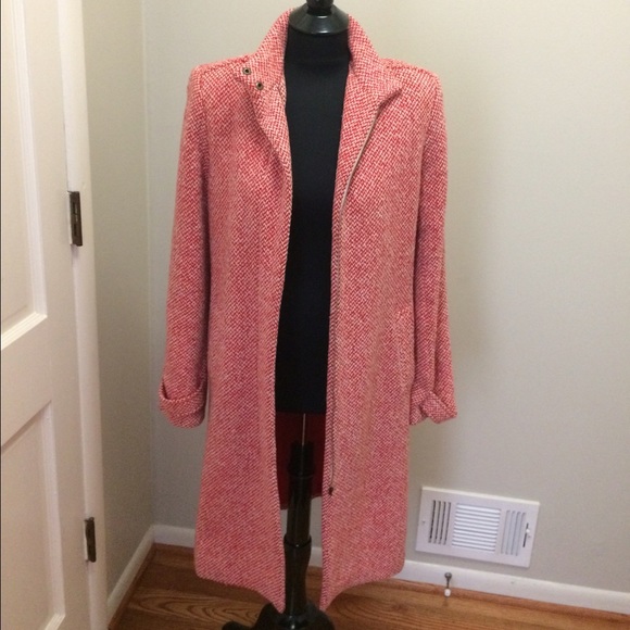 French Connection Jackets & Blazers - French Connection Overcoat -Red/White