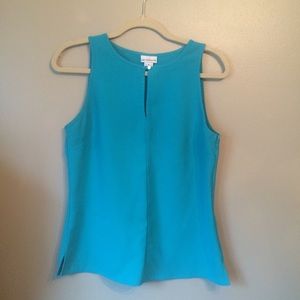 Liz Claiborne Blue Keyhole Sleeveless Top