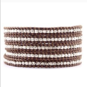 Sterling Silver Wrap Bracelet on Brown Leather