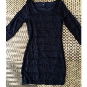 Black crochet body-con dress