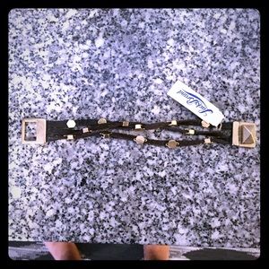 NWT Lucky Brand brown suede gold studded bracelet