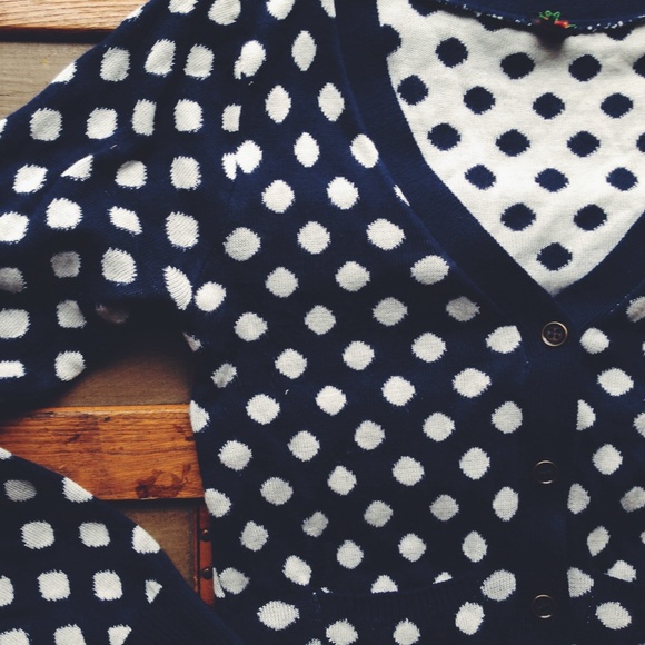 navy & white| polkadot cardigan