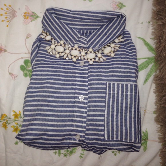 Francesca's striped blue button up long sleeve