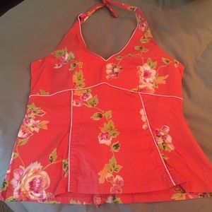 Floral Coral Halter Top
