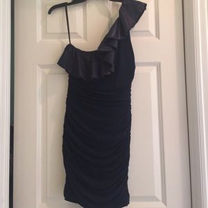 Navy one shoulder dress