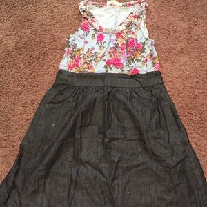 Floral/denim dress