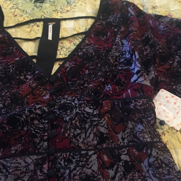NWT Free People Dress in berry combo, size 10 - Picture 2 of 3